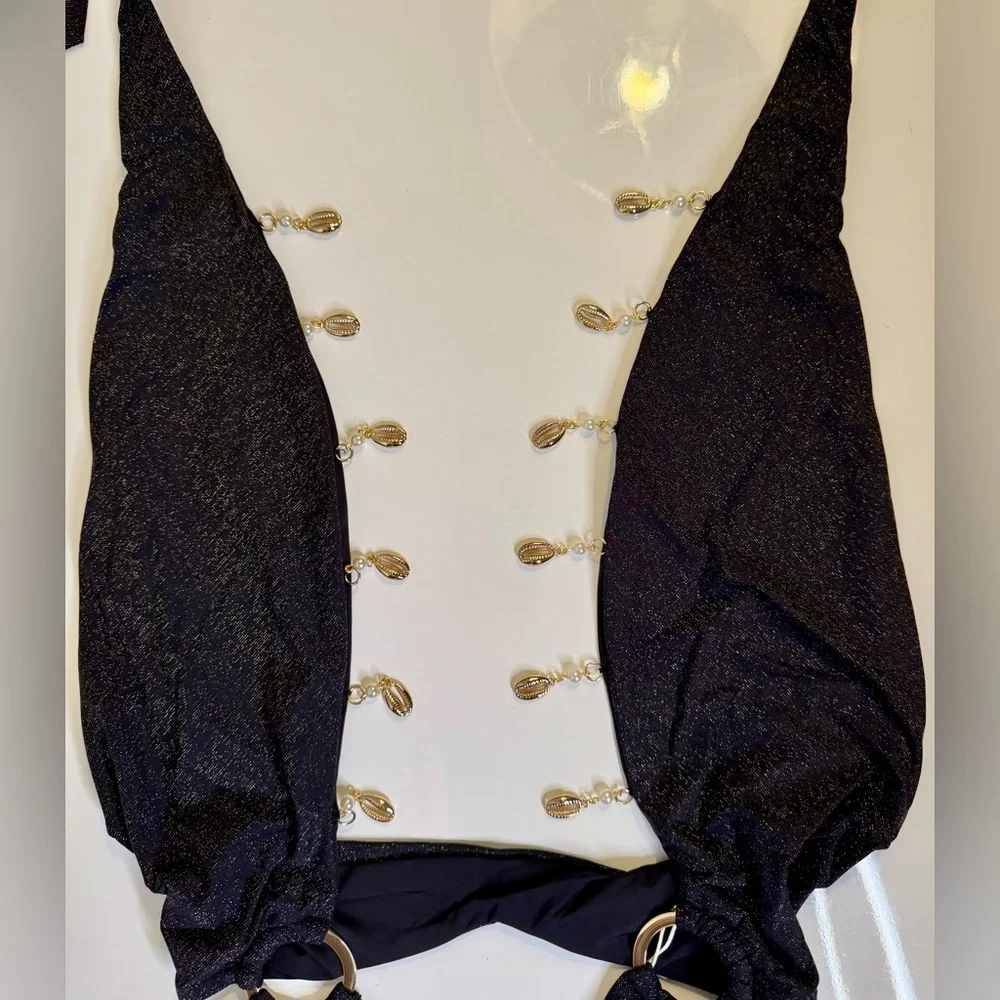 Beach Bunny- Sybil Wrap One Piece - Black Halter - New with Tag 🏷️ - Picture 12 of 14